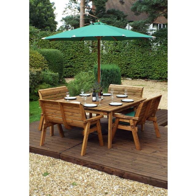 Charles Taylor 8 Seat Deluxe Scandinavian Redwood Square Bench Garden Furniture