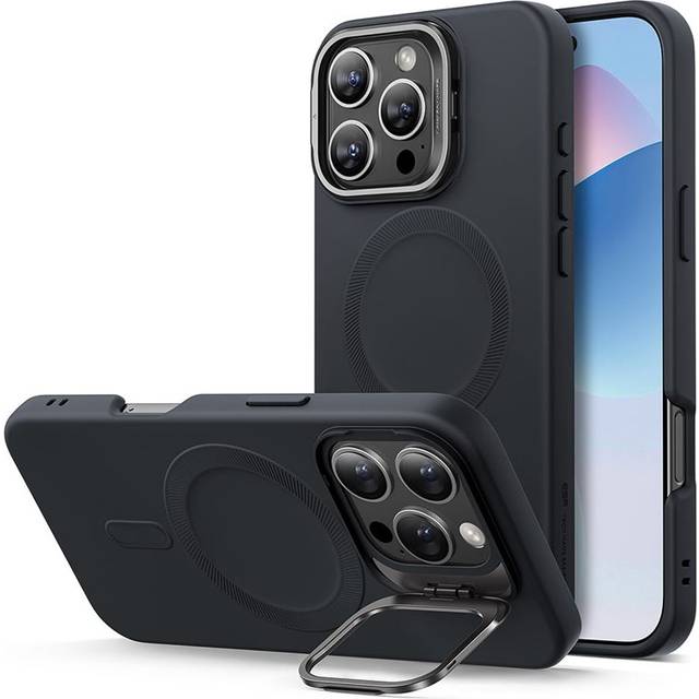 ESR for iPhone 16 Pro Case, Silicone Case with Stand, Compatible with MagSafe, Military-Grade Protection, Built-In Camera Stash Stand, Magnetic Phone