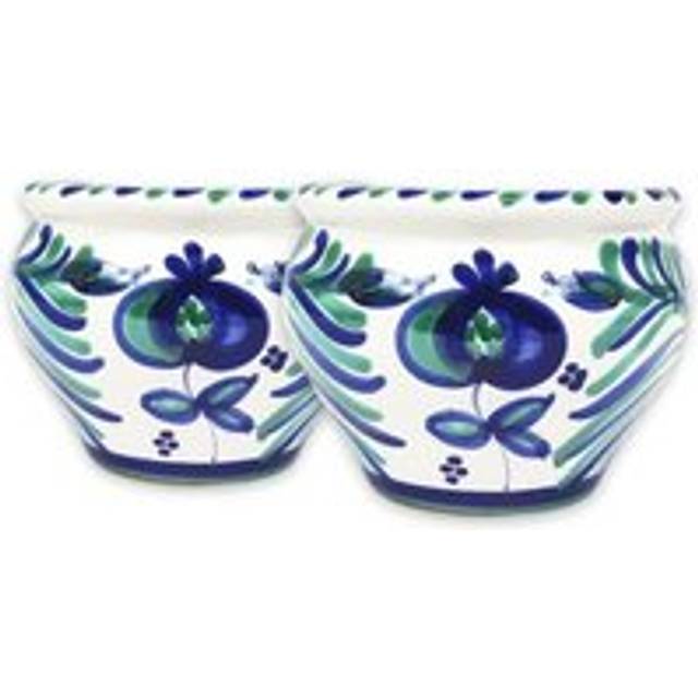 Granada Hand Painted White Set of 2 Outdoor Garden Bola Plant Pots (D) 25cm - One Size