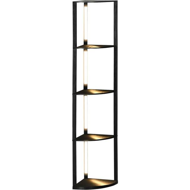 Svart LED-golvlampa med hyllor, 24W, E27
