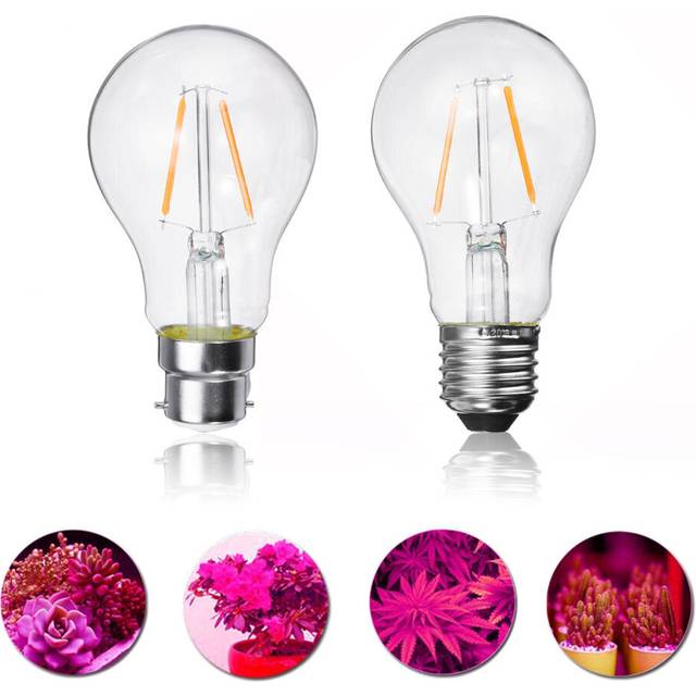 (B22) 2W E27 B22 A60 LED Plant Grow Light Bulb for Hydroponics Greenhouse Non-Dimmable AC85-265V