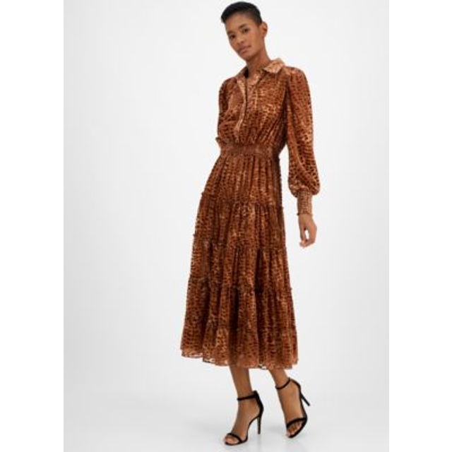 T Tahari Velvet Burnout Midi Dress