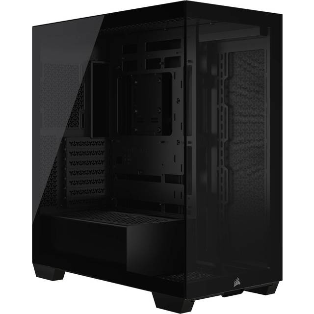 CORSAIR 3500X Mid-Tower ATX PC-Chassi Med Dubbla Kammare – Panoramabild i Härdat Glas - Kompatibel Med Moderkort Med Omvänd Anslutning – Inga Fläktar Inkluderade – Svart