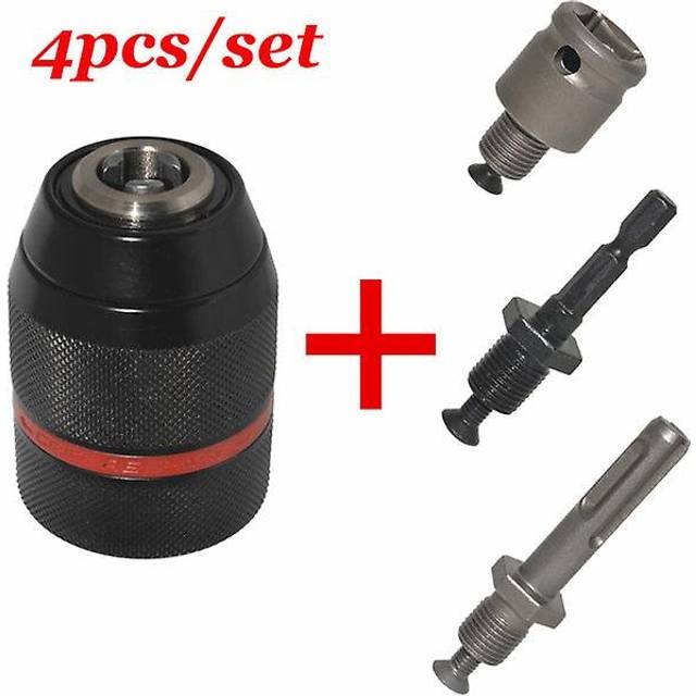 4Pcs/set mini drill chucks 1/2-20unf 1.5~13mm keyless chucks hex shank/sds/socket square female adaptor hardware hand drill bits