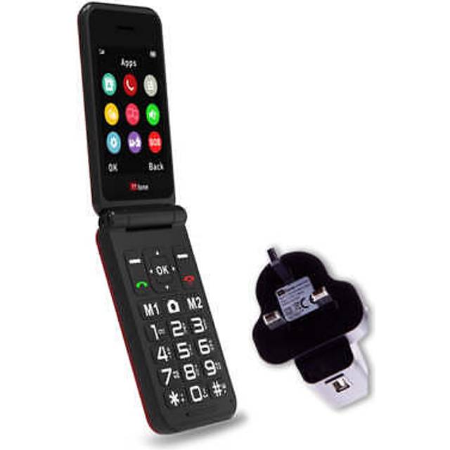 Ttfone tt760 red flip 4g big button mobile phone with mains plug & payg o2 sim