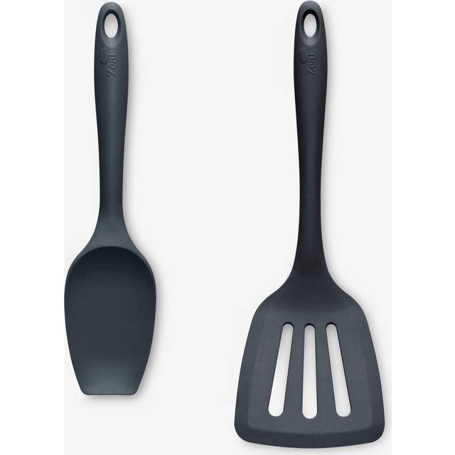 (Dark Grey) Zeal Silicone Slotted Turner & Spatula Spoon Kitchen Utensil Set