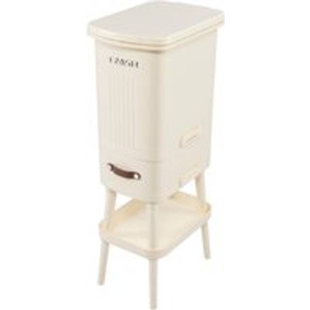 24L Narrow 3-Layer Trash Can Dustbin Recycling Garbage Bin with Drawer and Storage Shelf - White - One Size