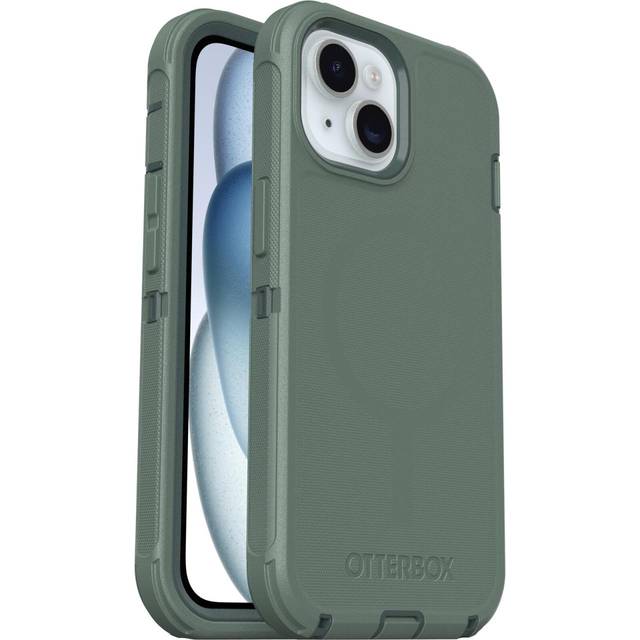 OtterBox Defender Series MagSafe skal för iPhone 16e, 15, 14, 13, stötsäkert, fallsäkert, mycket robust skyddande fodral, testad till militärstandard 7x, Grön