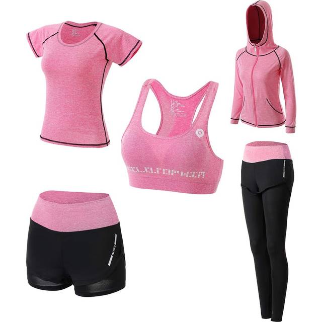 Workout Outfit Set for Women 5 Pieces Yoga Exercise Clothes with Sport