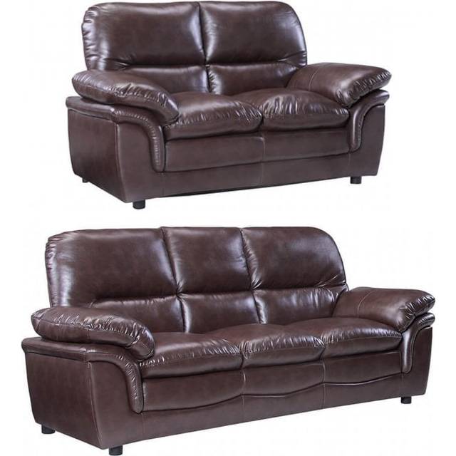 FurnitureInstore Verona Brown Leather 3+2 Seater Sofa Set Colour: Brown