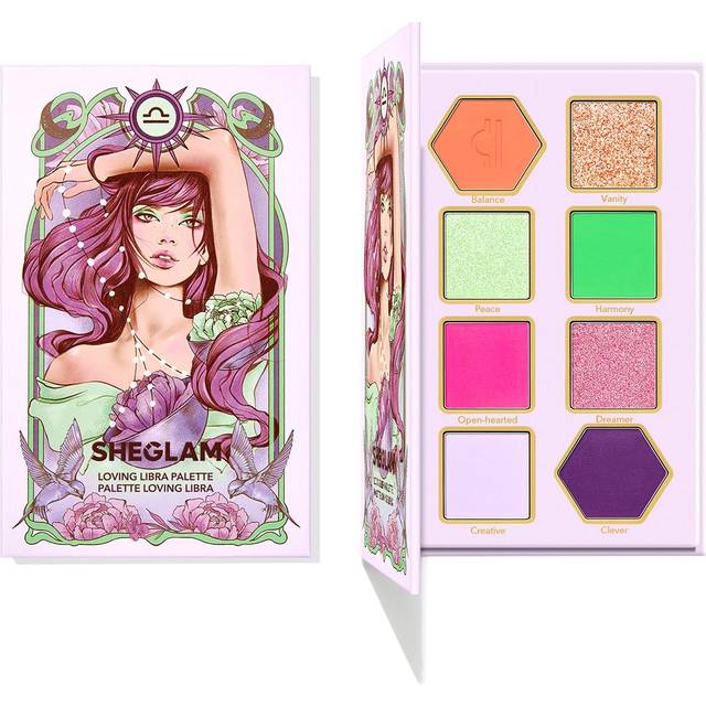 SHEGLAM Glitter Metallic Eyeshadow Palette 8-Color High Pigment Pink Green Blue Long Wearing Horoscope Collection Eye Shadow Palette - Loving Libra
