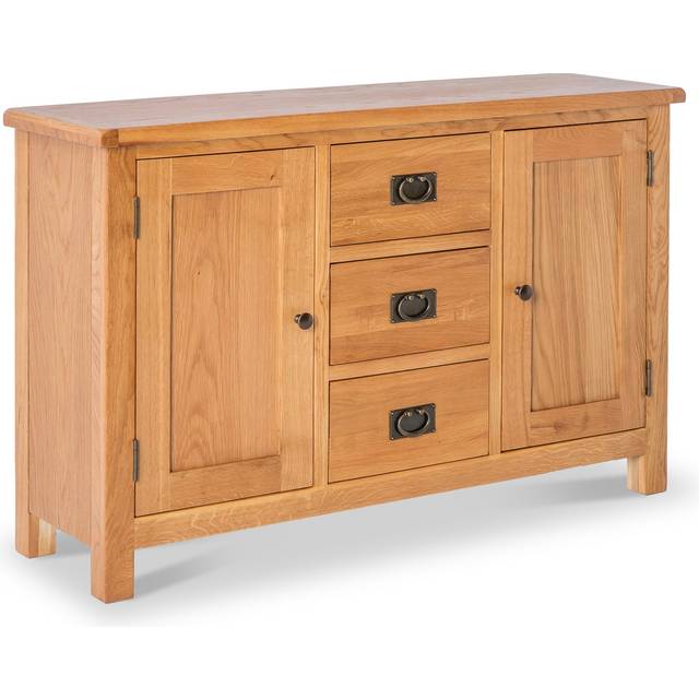 Surrey Oak 3 Drawer Sideboard with Cupboards | Rustic Waxed Oak