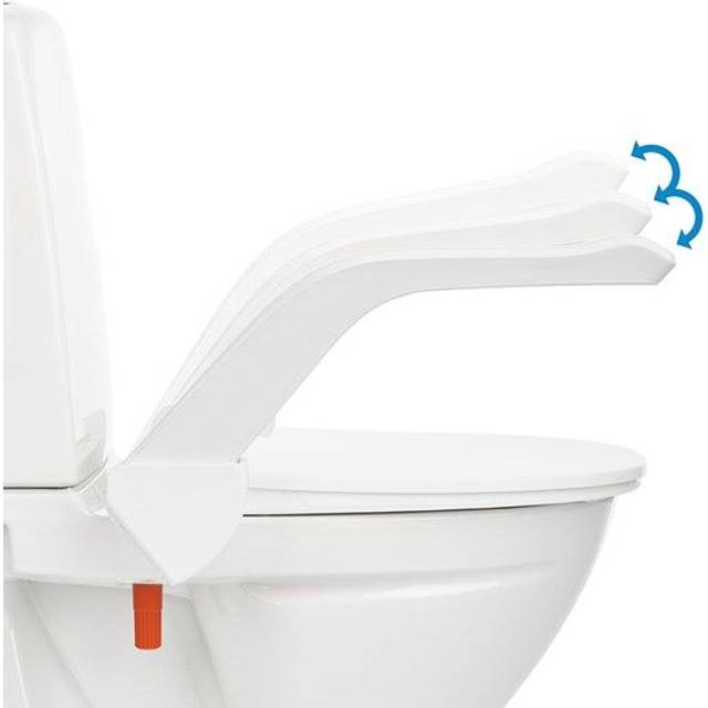 Etac My-Loo 2cm Raised Toilet Seat with Arm Rest - Fixed Mounting - 2cm - White