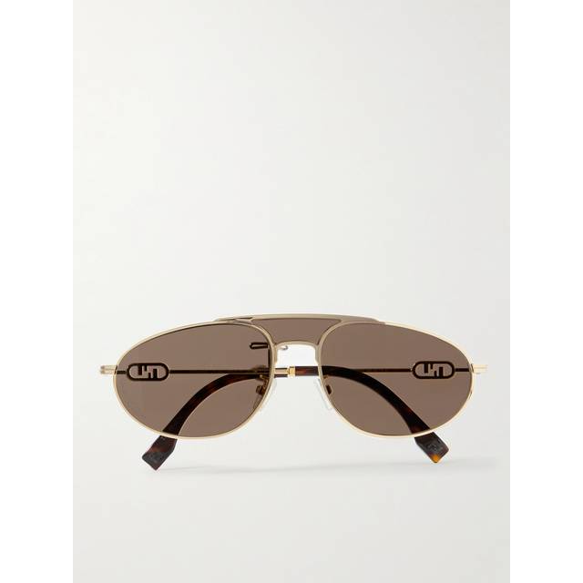 FENDI EYEWEAR - O'Lock Aviator-Style Gold-Tone Sunglasses - Men - Gold
