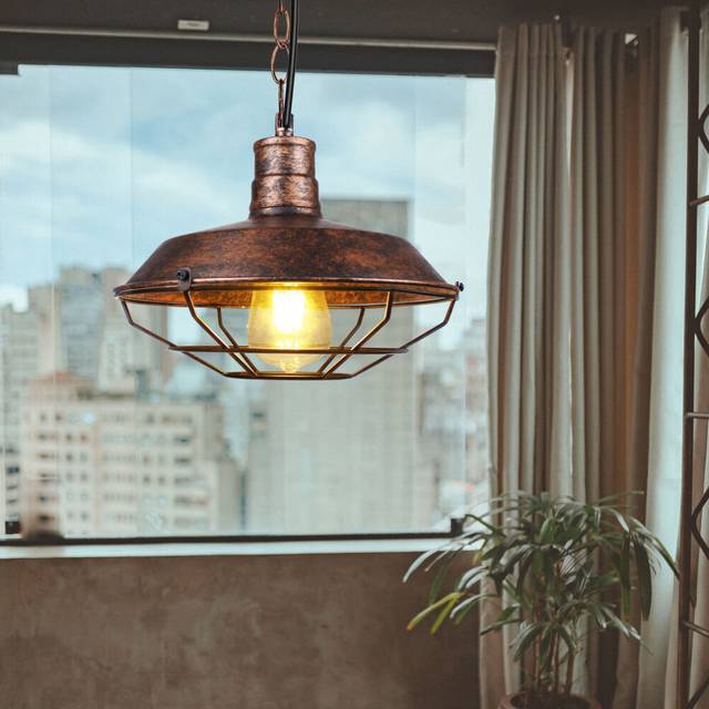 2X 26CM Retro Pendant Light Vintage Industrial Rust Pendant Lamp Metal Iron Chandelier Antique Pendant Lamp