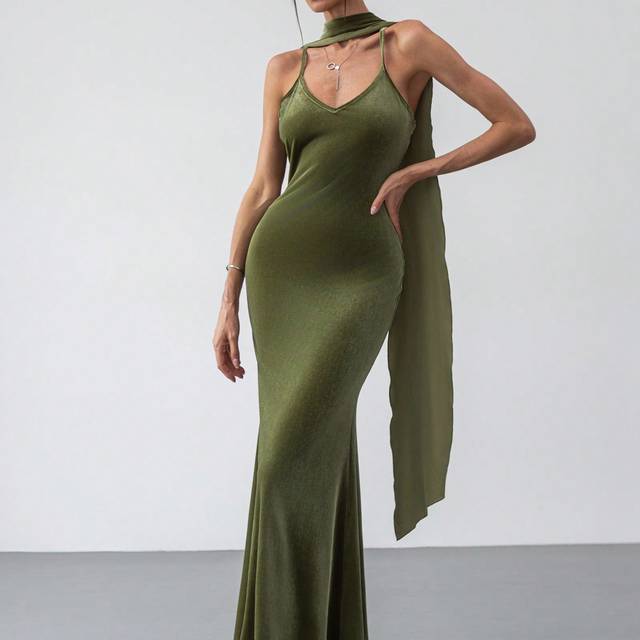 Aloruh Women&#39;s Spaghetti Strap Backless Split Dress