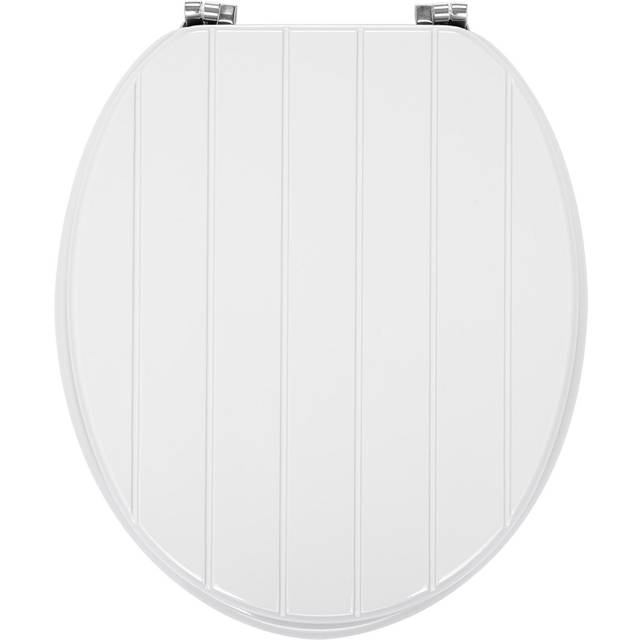 Tongue and Groove White Toilet Seat
