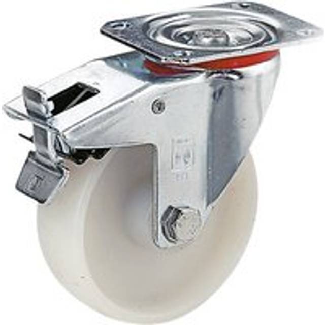 Wicke wheel Ø x width 100 x 38 mm, wheel Ø x width 100 x 38 mm, swivel castor with double stop, plain bearing, overall height 125 mm