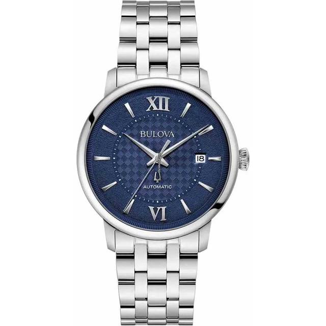 Bulova Hudson Stainless Steel Blue Dial Automatic 96B447 Men's Watch blue