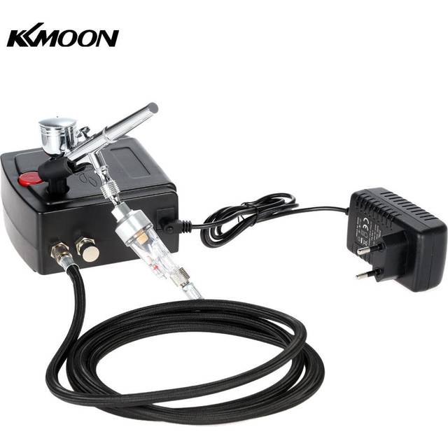 KKmoon 100-250V Professional Gravity Feed Dual Action Airbrush Air Compressor Kit EU plug