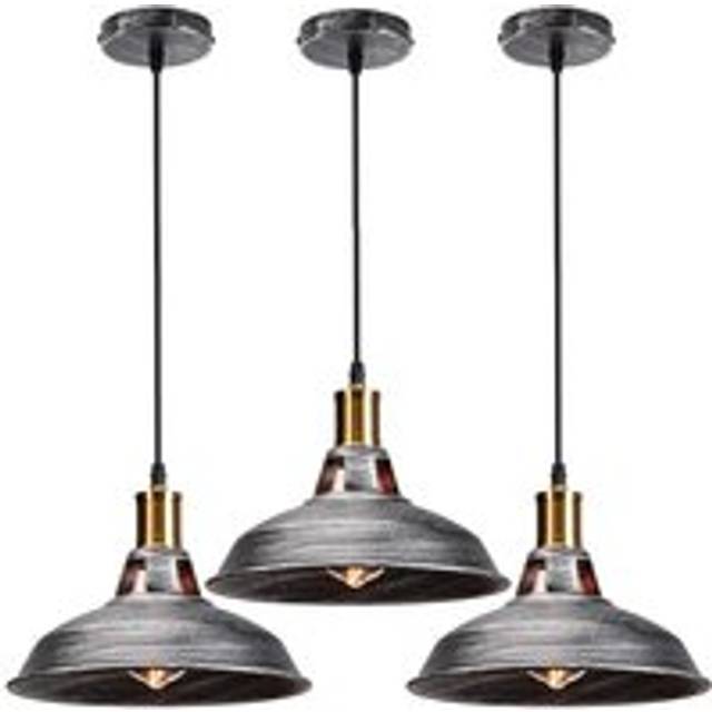 Norcks - Vintage Pendant Lights Retro Pendant Light Creative Vintage Ceiling Light For Kitchen Farmhouse Hallway Indoor Silver (3PCS)