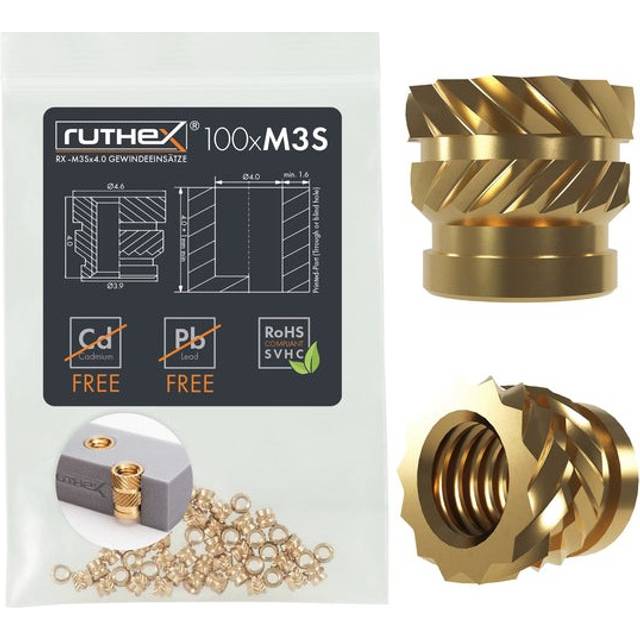 Green Cell Ruthex M3 Short Threaded Insert 100 pcs