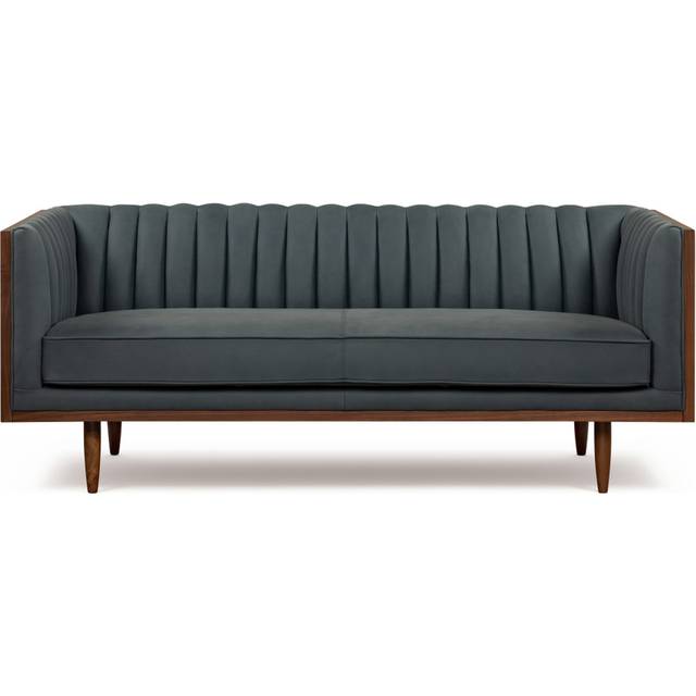 Woodrow Linea 71" Leather Loveseat, Walnut/Azure Nubuck