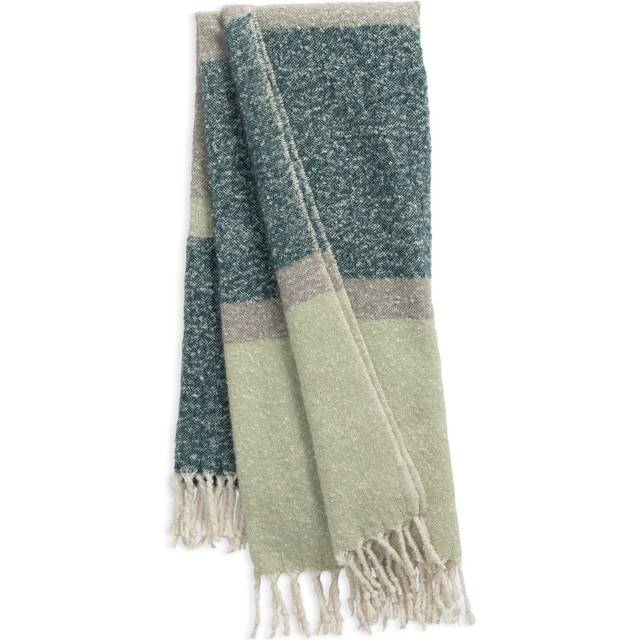 Habitat Brushed Stripe Faux Mohair Throw - Blue & Sage