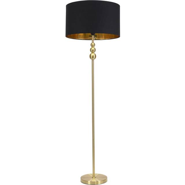 Marissa Black and Metallic Gold Shade Brushed Gold Stacked Floor Lamp & Bulb - One Size