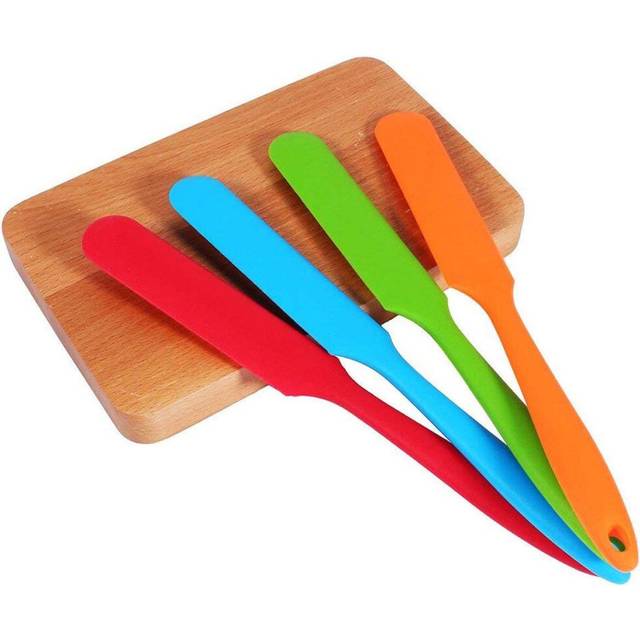 Silicone Jar Spatulas Set, 4 Pcs Heat-Resistant Non-Stick Rubber Butter Cake Cream Flexible Spatula Kitchen Utensils Set Ergonomic Seamless Design