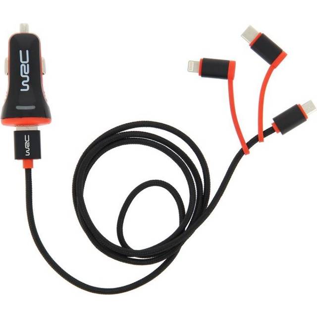 WRC 007272 Mobilladdare till bil med USB-kabel USB type-C, Lightning, micro USB 1