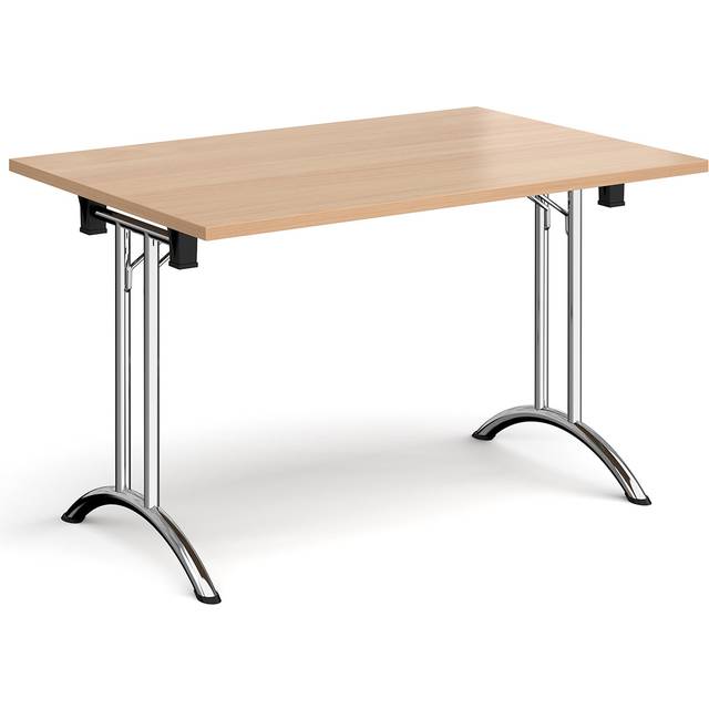 Rectangular Folding Meeting Table with Chrome Curved Legs - 1200mm - Beech