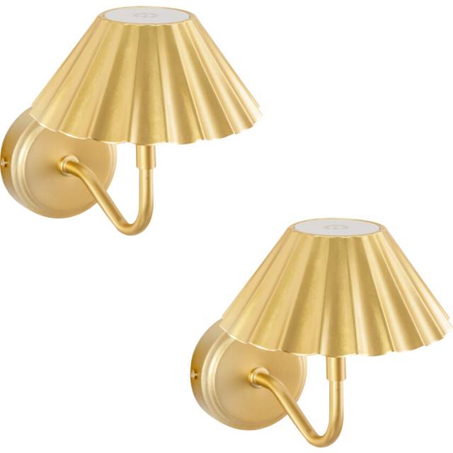 ValueLights Avery Gold Easy Fit Rechargeable LED Wall Light 2 Pack