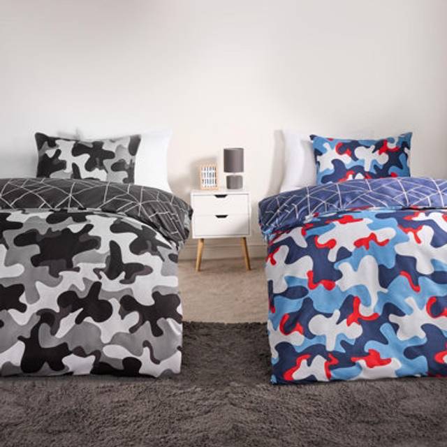 OHS Abstract Camo Print Reversible Duvet Set Twin Pack, Multi - Single