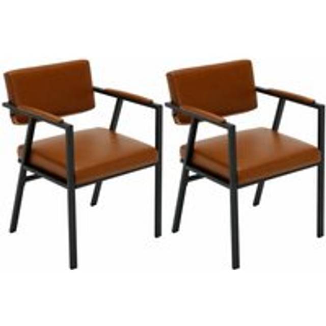Modern Dining Chairs Set of 2 in pu Leather Kitchen Leisure Side Chairs for Home Dining Living Room, Brown, Wahson
