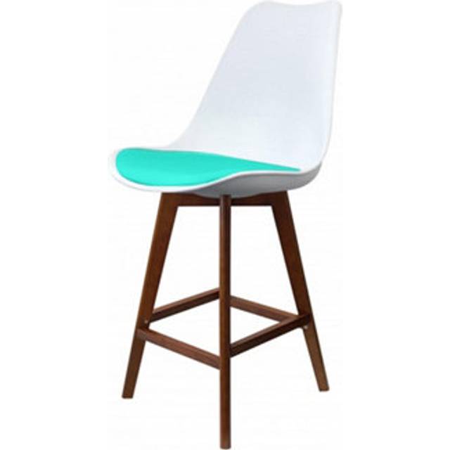 Fusion Living Soho White Plastic Bar Stool - Aqua