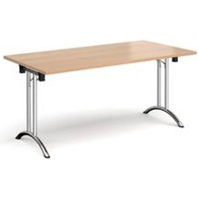Rectangular Folding Meeting Table with Chrome Curved Legs - 1600mm - Beech