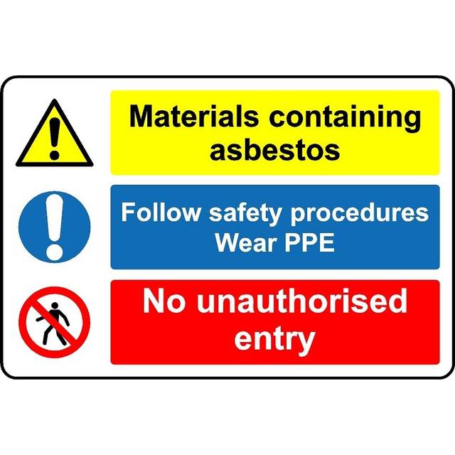 Materials containing asbestos follow safety procedures safety sign - Self adhesive sticker - 400mm x 300mm