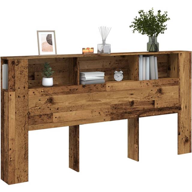 Sänggavel m förvaring åldrat trä 200x18,5x102,5 cm konstr. trä