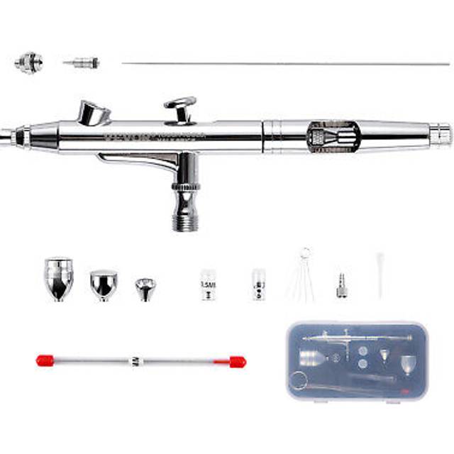 VEVOR Airbrush-Pistole, 0,3 mm und 0,5 mm Dual Action Gravity Feed Airbrush, Airbrush-Set mit 2/7/12 ml Kupferbechern & Reinigungszubehör, Airbrush-Pistole zum Bemalen von Modellen, Kuchen