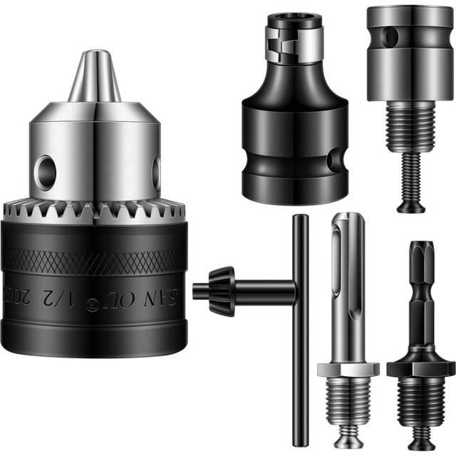 6 Pcs Capacity Drill Chuck Set with 1.5-13 mm Converter 1/2-20UNF Mount Impact Driver Bits