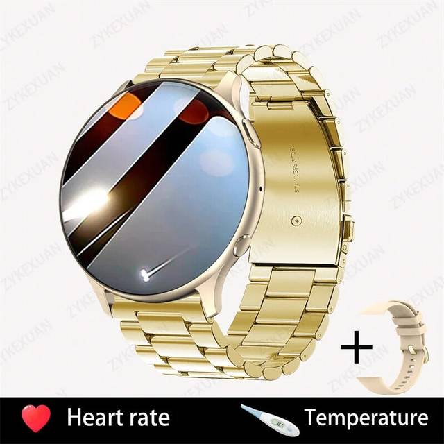 (Steel strip gold, AMOLED 360 HD) 2023 New Bluetooth Call Smart Watch Women Men 1.32 \