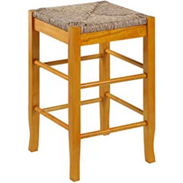 Boraam Square Rush Seat Counter Height Stool, 24-Inch, Oak