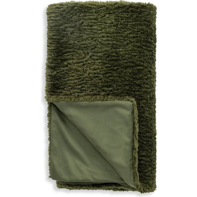 Habitat Shearling Throw - Moss Green - 125x150cm