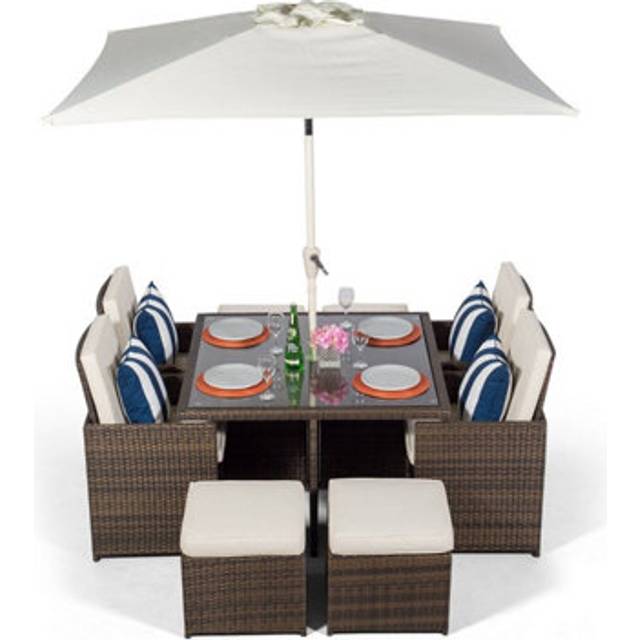 Giardino 4 Seater Rattan Cube Dining Set - Brown