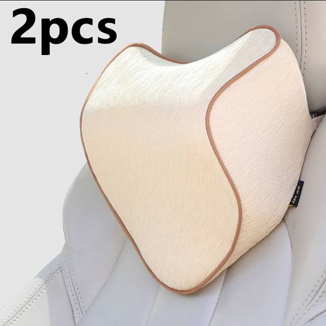 (2pcs headrest) Memory Foam Car Seat Support Waist Cushion Automobile Slow Rebound Headrest