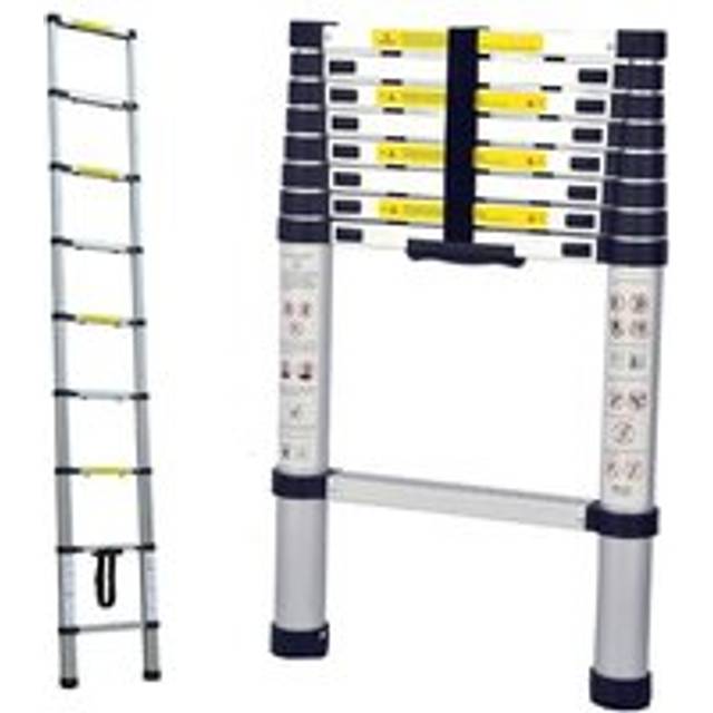 3.2m Telescopic Ladder Extendable Collapsible Heavy Duty (3.2M 10.5FT) Max 150 KG - Silver - One Size