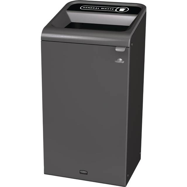 Rubbermaid Configure Recycling Bin with General Waste Label Black 87L