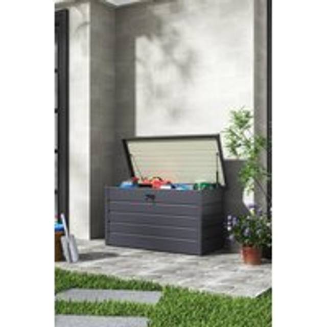 Steel Outdoor Garden Lockable Storage Box for Tools - Black - One Size