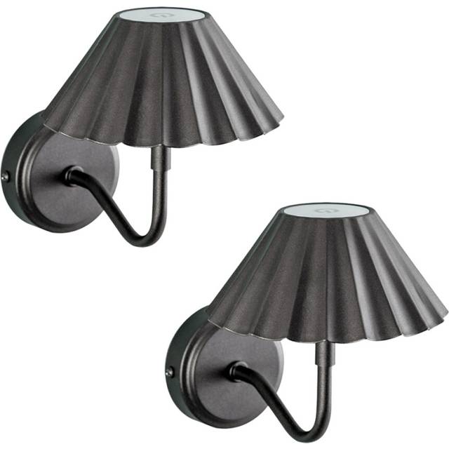 ValueLights Avery Black Easy Fit Rechargeable LED Wall Light 2 Pack